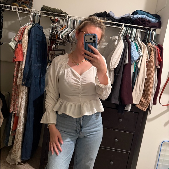 Altar'd State Cream Ruffle Blouse - Picture 2 of 4